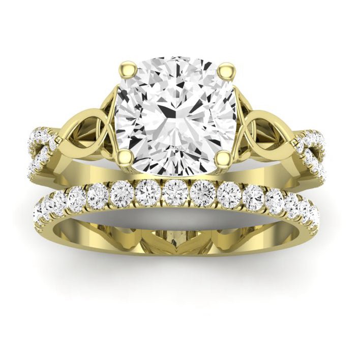 Pavonia Diamond Matching Band Only (does Not Include Engagement Ring) For Ring With Cushion Center yellowgold