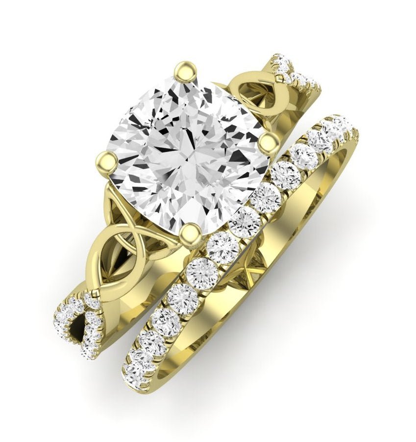Pavonia Diamond Matching Band Only (does Not Include Engagement Ring) For Ring With Cushion Center yellowgold