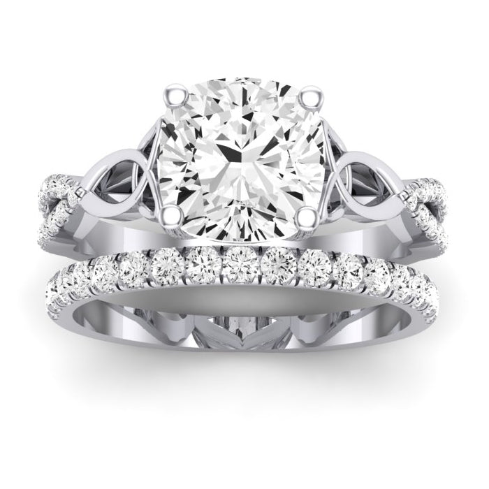 Pavonia Diamond Matching Band Only (does Not Include Engagement Ring) For Ring With Cushion Center whitegold