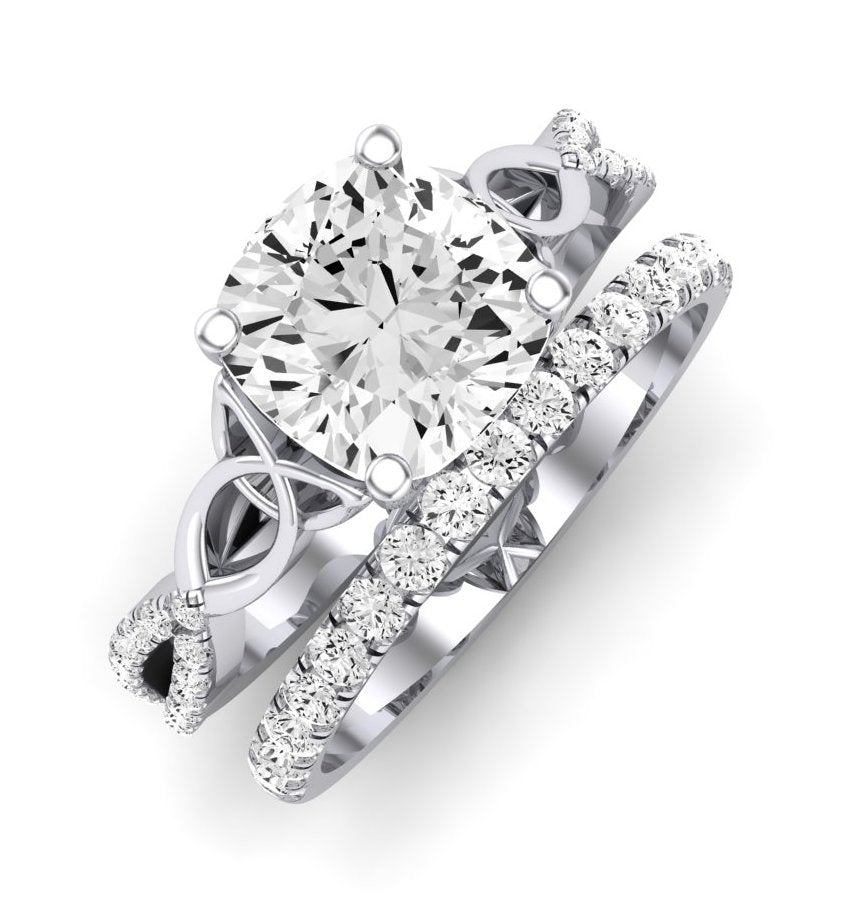 Pavonia Diamond Matching Band Only (does Not Include Engagement Ring) For Ring With Cushion Center whitegold