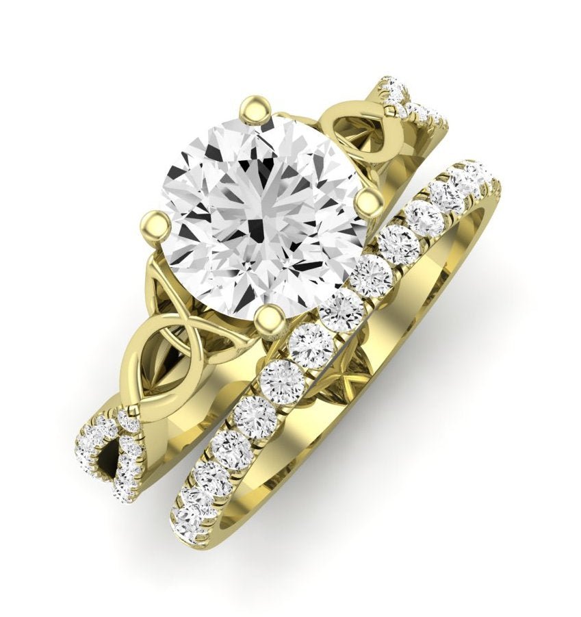 Pavonia Diamond Matching Band Only (does Not Include Engagement Ring) For Ring With Round Center yellowgold