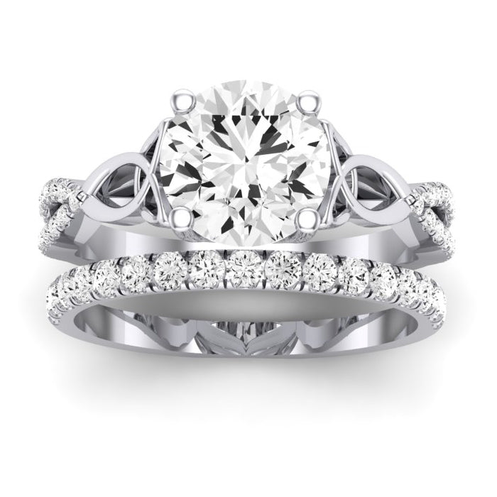 Pavonia Diamond Matching Band Only (does Not Include Engagement Ring) For Ring With Round Center whitegold