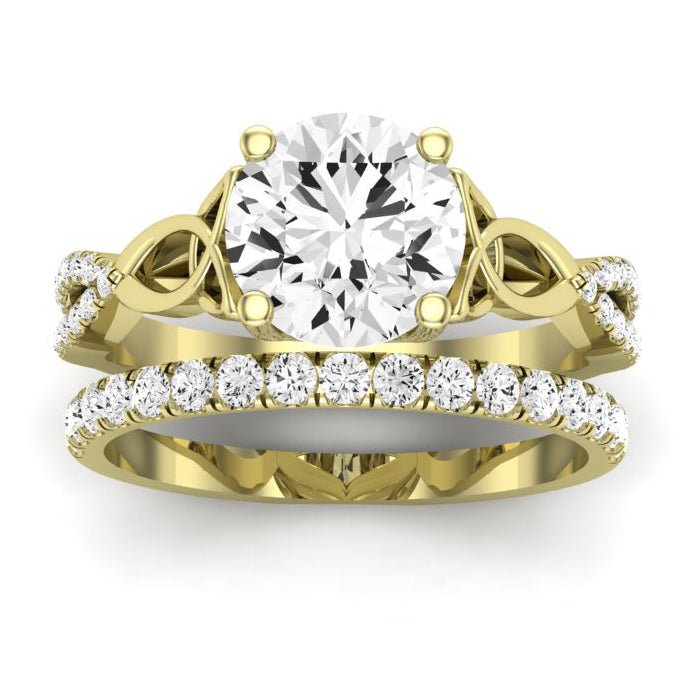 Pavonia Diamond Matching Band Only (does Not Include Engagement Ring) For Ring With Round Center yellowgold