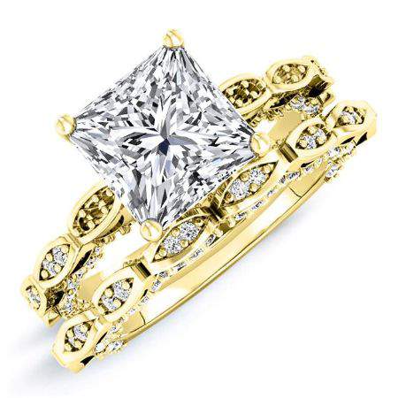 Peregrine Princess Moissanite Bridal Set yellowgold