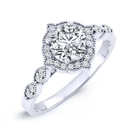 Petal Round Moissanite Bridal Set whitegold