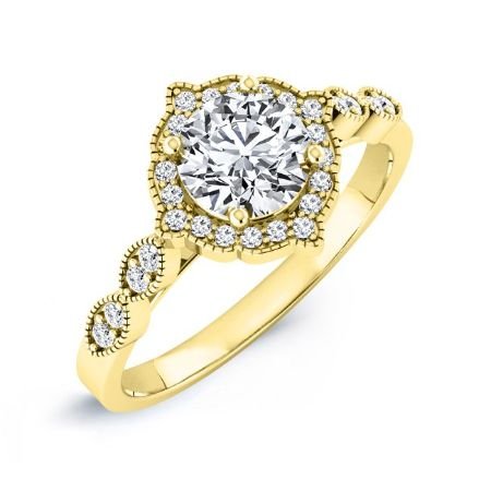 Petal Round Moissanite Bridal Set yellowgold