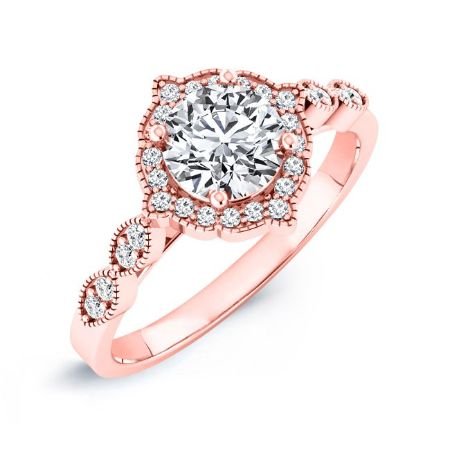 Petal Round Moissanite Bridal Set rosegold