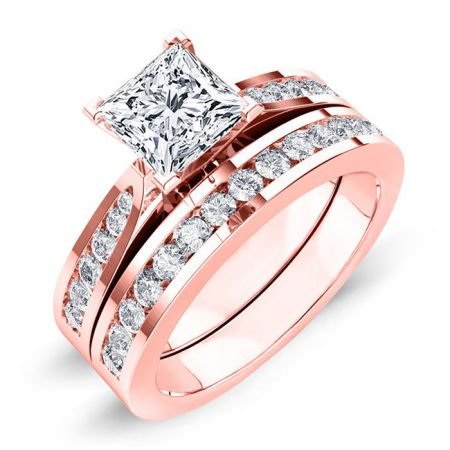 Petunia Princess Moissanite Bridal Set rosegold