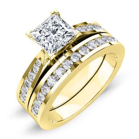 Petunia Princess Moissanite Bridal Set yellowgold