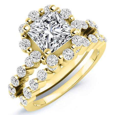 Privet Princess Moissanite Bridal Set yellowgold