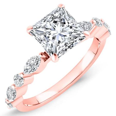 Redbud Princess Moissanite Engagement Ring rosegold