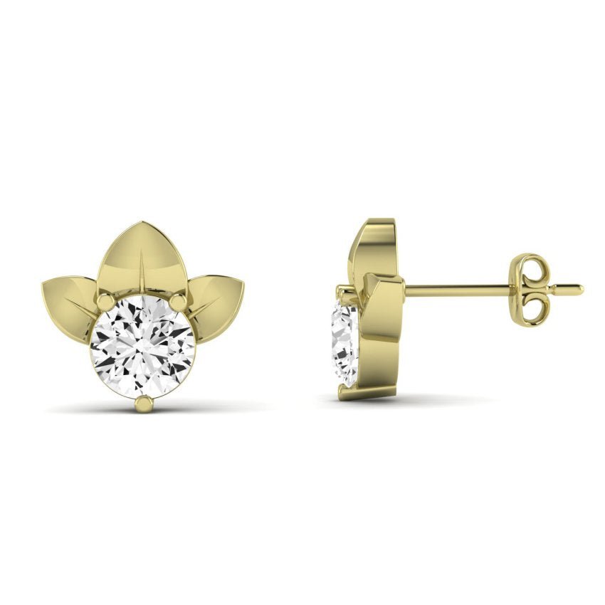 Reed Round Moissanite Stud Earrings yellowgold
