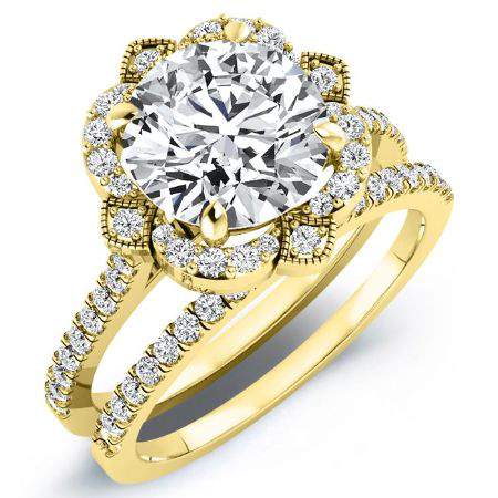 Rockrose Round Moissanite Bridal Set yellowgold