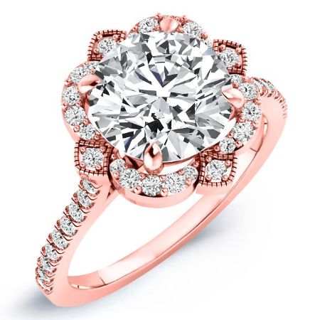 Rockrose Round Moissanite Bridal Set rosegold