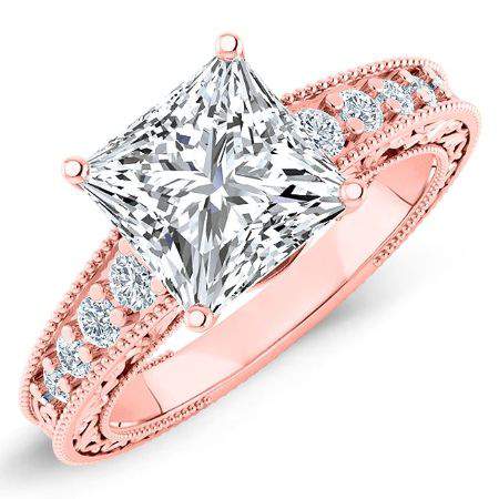 Romy Princess Moissanite Engagement Ring rosegold