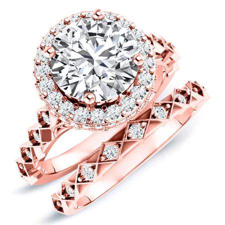 Rosanna Round Moissanite Bridal Set rosegold