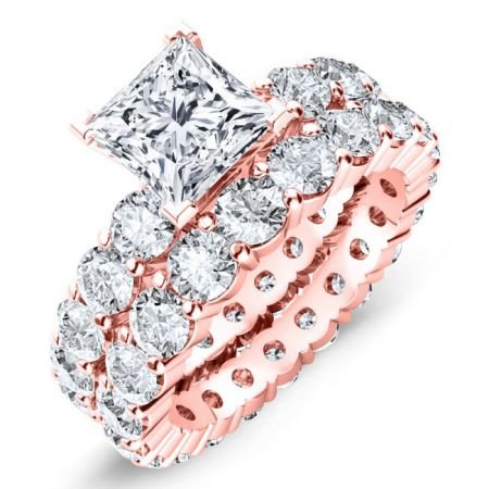 Rose Princess Moissanite Bridal Set rosegold
