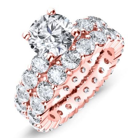 Rose Round Moissanite Bridal Set rosegold