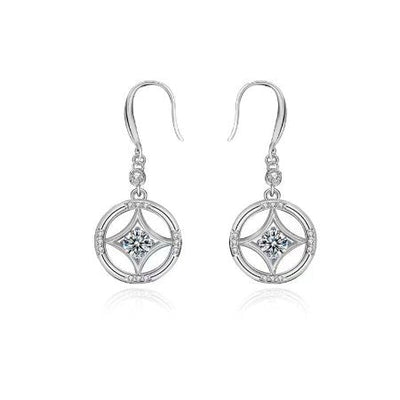 Sally Round Pearl & Moissanite Dangling Earrings whitegold