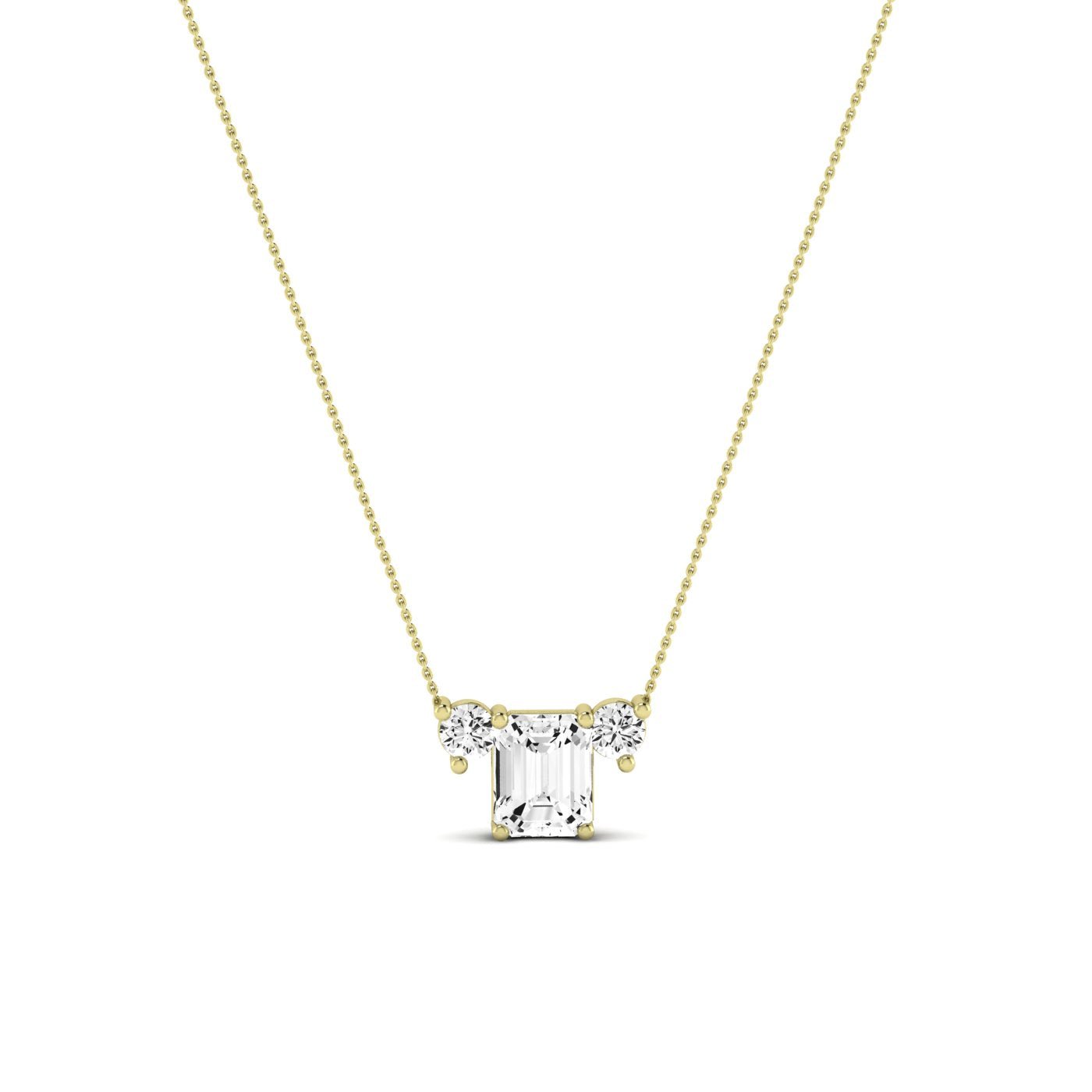 Spirea Emerald Cut Moissanite Accented Necklace yellowgold