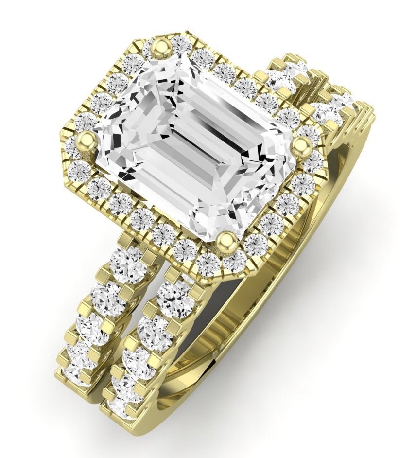 Sweetpea Emerald Moissanite Bridal Set yellowgold