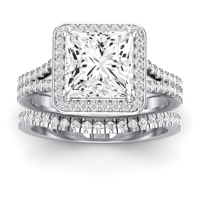 Tea Rose Princess Moissanite Bridal Set whitegold
