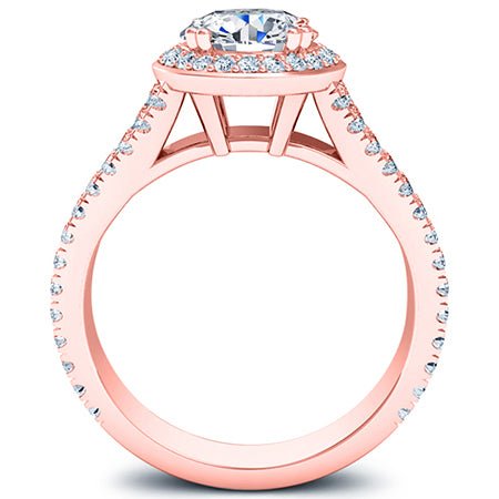 Tea Rose Round Moissanite Bridal Set rosegold