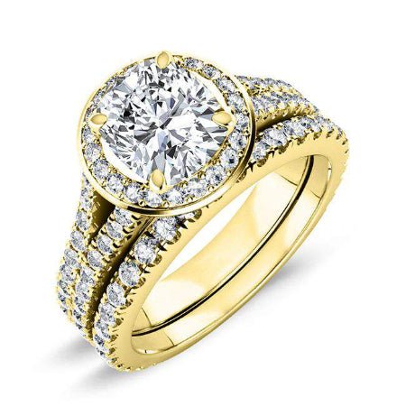 Tea Rose Round Moissanite Bridal Set yellowgold