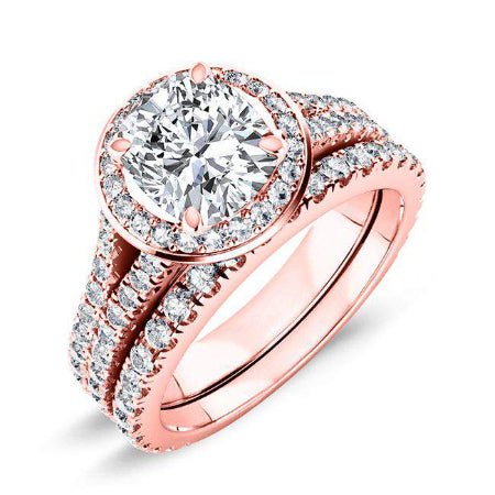 Tea Rose Round Moissanite Bridal Set rosegold