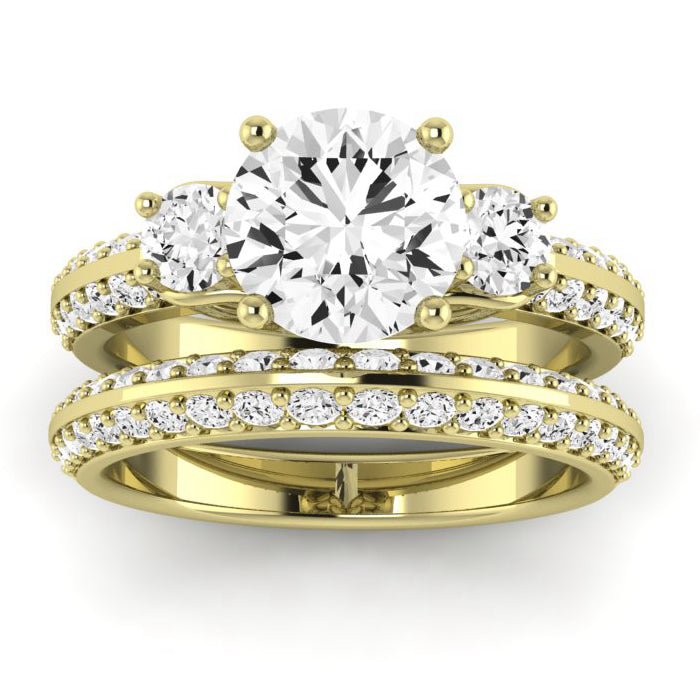 Thistle Moissanite Matching Band Only (does Not Include Engagement Ring) For Ring With Round Center yellowgold