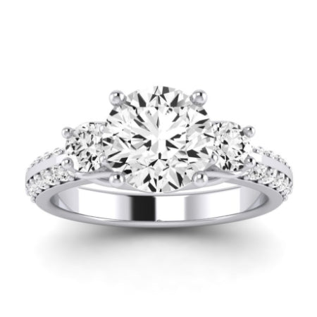 Thistle Moissanite Matching Band Only (does Not Include Engagement Ring) For Ring With Round Center whitegold