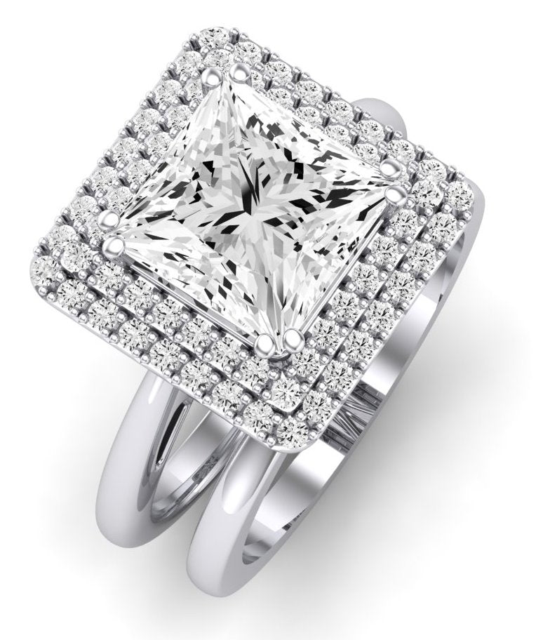 Tulip Diamond Matching Band Only (does Not Include Engagement Ring) For Ring With Princess Center whitegold