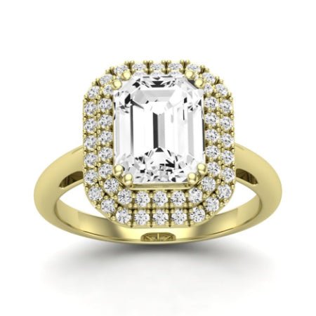 Tulip Emerald Moissanite Bridal Set yellowgold