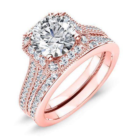 Wallflower Round Moissanite Bridal Set rosegold