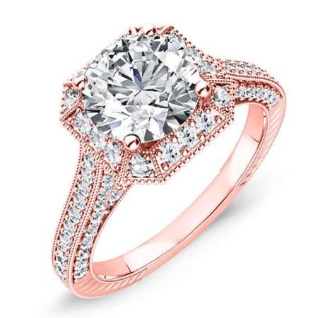 Wallflower Round Moissanite Bridal Set rosegold