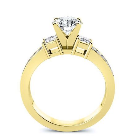 Yellowbell Round Moissanite Engagement Ring yellowgold