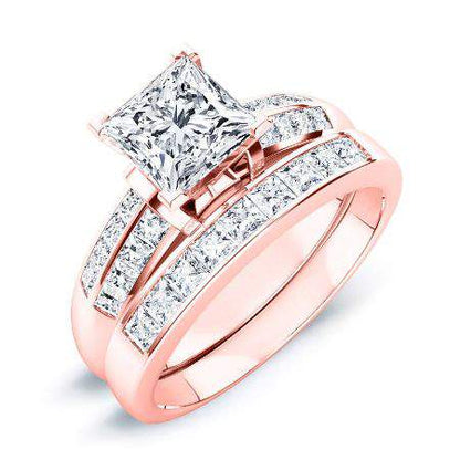 Heather Moissanite Matching Band Only (engagement Ring Not Included) For Ring With Princess Center rosegold