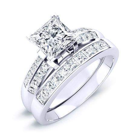 Heather Moissanite Matching Band Only (engagement Ring Not Included) For Ring With Princess Center whitegold