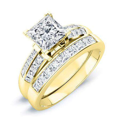 Heather Moissanite Matching Band Only (engagement Ring Not Included) For Ring With Princess Center yellowgold