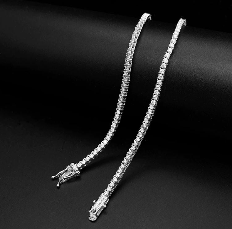4ct Total Weight ROUND MOISSANITE 4 PRONG TENNIS NECKLACE - BeverlyDiamonds