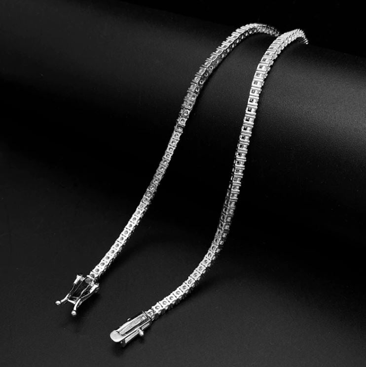 4ct Total Weight ROUND MOISSANITE 4 PRONG TENNIS NECKLACE - BeverlyDiamonds