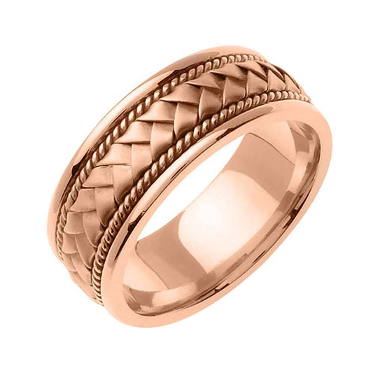 8.5mm Braided Center with Rope Accent Handmade Men's Wedding Band - BeverlyDiamonds