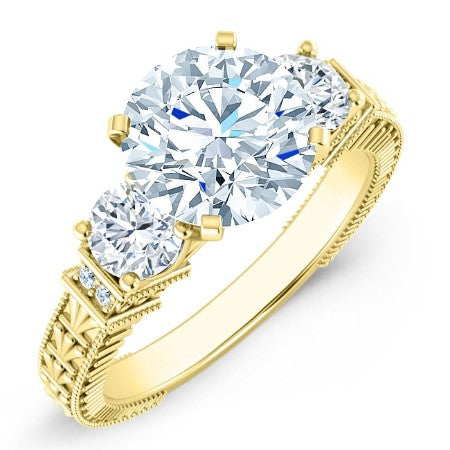 Angelonia Round Moissanite Bridal Set yellowgold