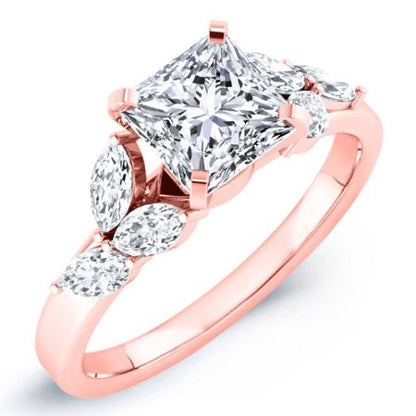Wisteria Moissanite Matching Band Only (engagement Ring Not Included) For Ring With Princess Center rosegold