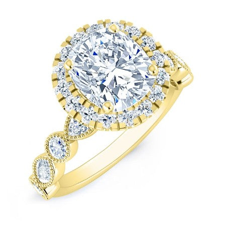 Aubretia Cushion Moissanite Bridal Set yellowgold
