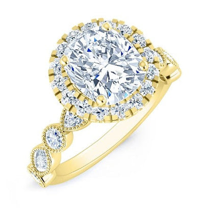 Aubretia Cushion Moissanite Bridal Set yellowgold