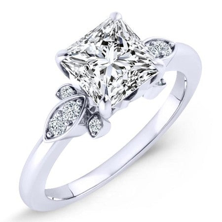 Lobelia Diamond Matching Band Only (engagement Ring Not Included) For Ring With Princess Center whitegold