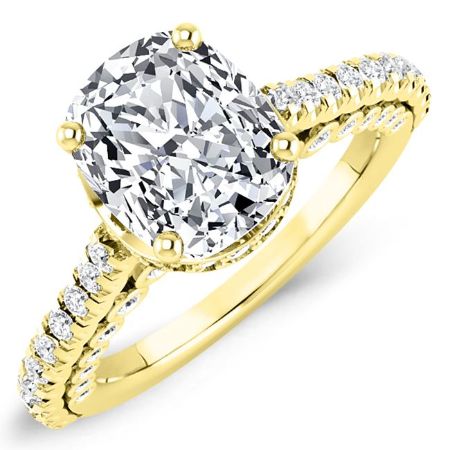 Garland Diamond Matching Band Only (engagement Ring Not Included) For Ring With Cushion Center yellowgold