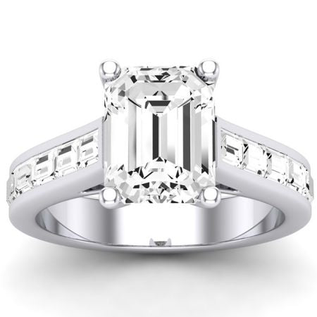 Yarrow Diamond Matching Band Only (engagement Ring Not Included) For Ring With Emerald Center whitegold