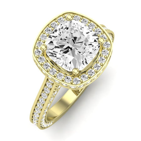 Buttercup Moissanite Matching Band Only (does Not Include Engagement Ring)  For Ring With Cushion Center yellowgold